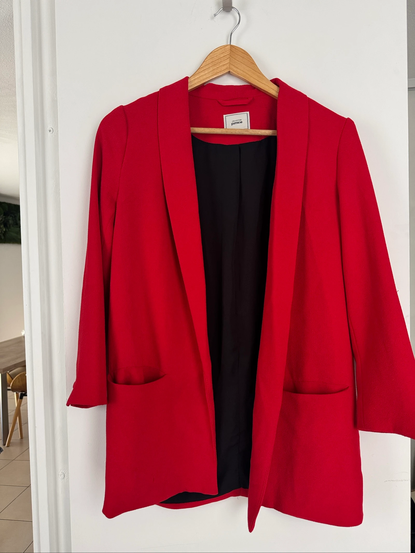 Veste blazer longue légère Pimkie rouge - Taille S- Longueur 74 cm